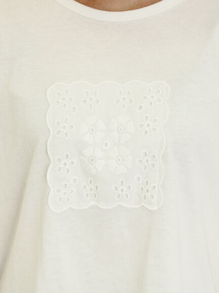 ◎レース刺繍Tシャツ（オフホワイト/ブラック）｜Samansa Mos2（サマンサ モスモス）通販
