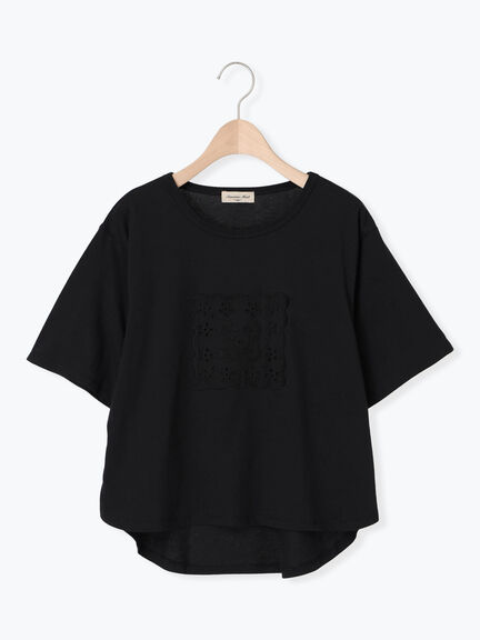 ◎レース刺繍Tシャツ（オフホワイト/ブラック）｜Samansa Mos2（サマンサ モスモス）通販