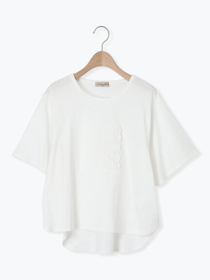 ◎レース刺繍Tシャツ（オフホワイト/ブラック）｜Samansa Mos2（サマンサ モスモス）通販
