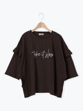 [接触冷感]袖フリルロゴ刺繍Tシャツ（ダークブラウン）｜Samansa Mos2（サマンサ モスモス）通販