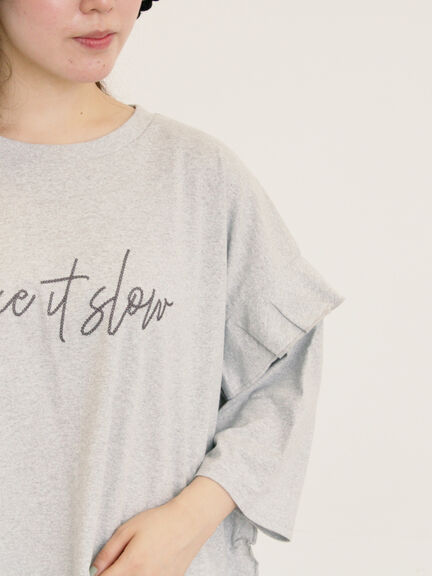 [接触冷感]袖フリルロゴ刺繍Tシャツ（グレー/オレンジ/ダークブラウン/グリーン）｜Samansa Mos2（サマンサ モスモス）通販