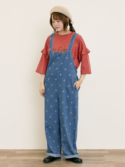 [接触冷感]袖フリルロゴ刺繍Tシャツ（グレー/オレンジ/ダークブラウン/グリーン）｜Samansa Mos2（サマンサ モスモス）通販