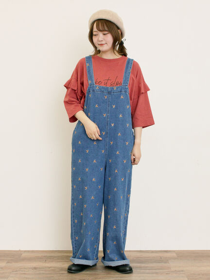 [接触冷感]袖フリルロゴ刺繍Tシャツ（グレー/オレンジ/ダークブラウン/グリーン）｜Samansa Mos2（サマンサ モスモス）通販