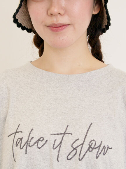 [接触冷感]袖フリルロゴ刺繍Tシャツ（グレー/オレンジ/ダークブラウン/グリーン）｜Samansa Mos2（サマンサ モスモス）通販