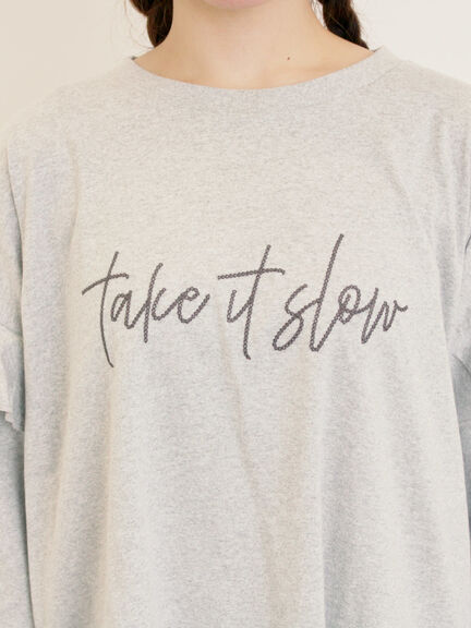 [接触冷感]袖フリルロゴ刺繍Tシャツ（グレー/オレンジ/ダークブラウン/グリーン）｜Samansa Mos2（サマンサ モスモス）通販