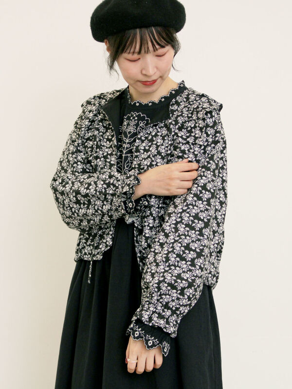 セール】 リボンフリルジャケット（ブラック/ピンク/ベージュ/アウター