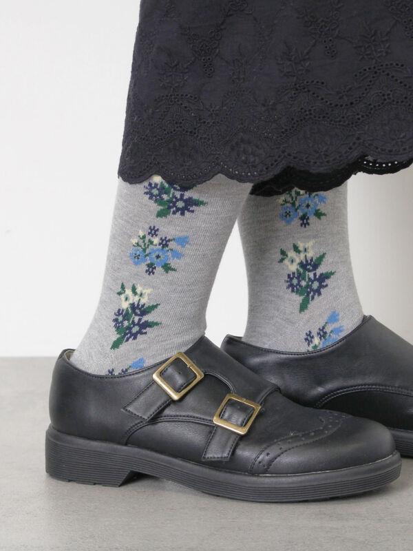 セール】 フラワーラインタイツ（グレー/ベージュ/ブラウン/レッグ