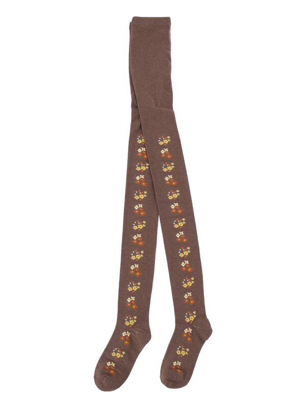 セール】 フラワーラインタイツ（グレー/ベージュ/ブラウン/レッグ