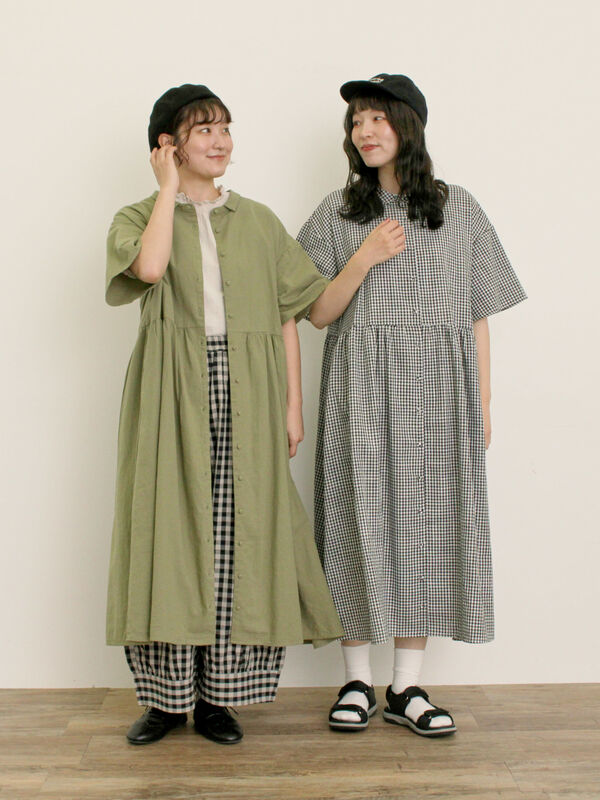 MAMC レース シャツ ワンピース ベルト付き花釦フラワーコットンレースシャツワンピース