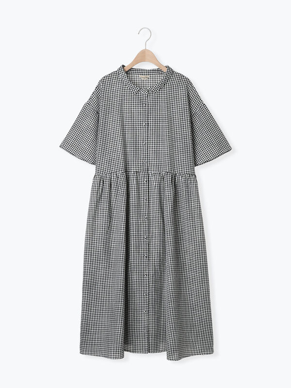 WEB限定】ちび襟シャツワンピース（オフホワイト/ブラック/カーキ