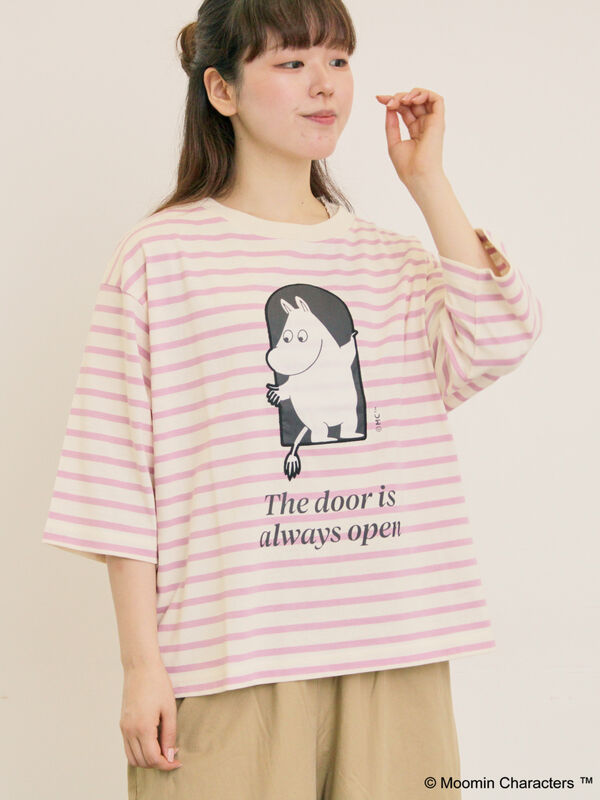 ミニママ♡ MOOMIN×Samansa Mos2】ワッペンボーダーカットソー（グリーン