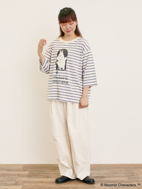 MOOMIN×Samansa Mos2】ワッペンボーダーカットソー（グリーン