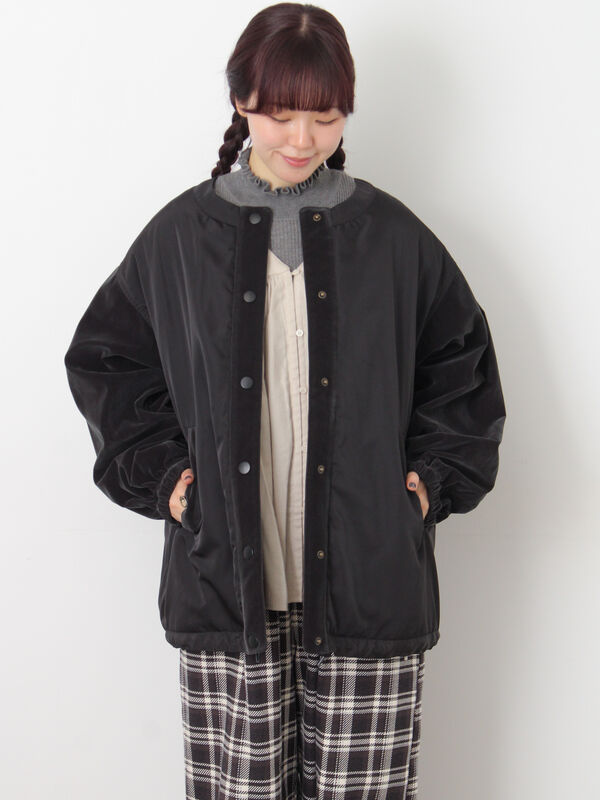 ベロアドッキングブルゾン（ブラック/ベージュ/カーキ/キナリ/アウター