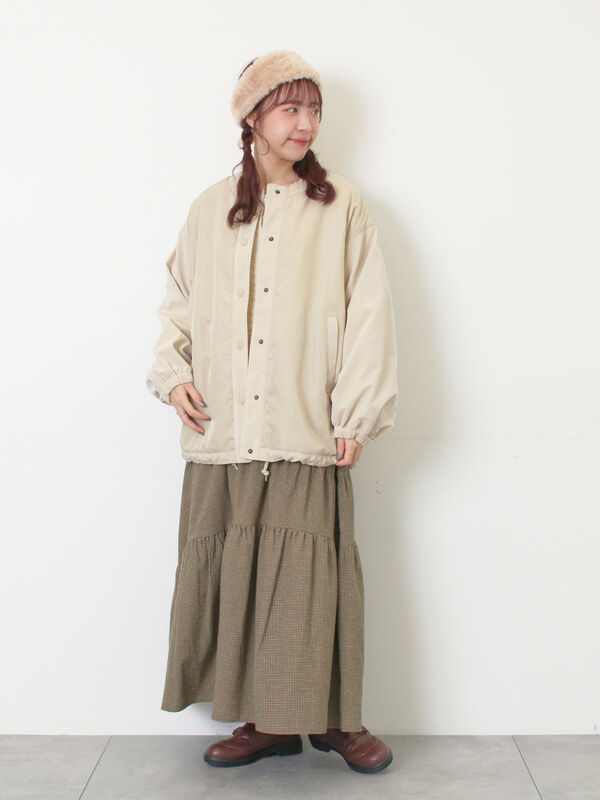カケモノ夏　ベージュ黒 セール】 ベロアドッキングブルゾン（ブラック/ベージュ/カーキ/キナリ