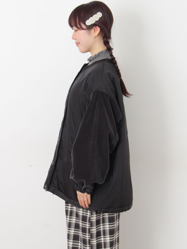 【試着のみ】RosyMonster オールインワン　ブルゾン セール】 ベロアドッキングブルゾン（ブラック/ベージュ/カーキ/キナリ