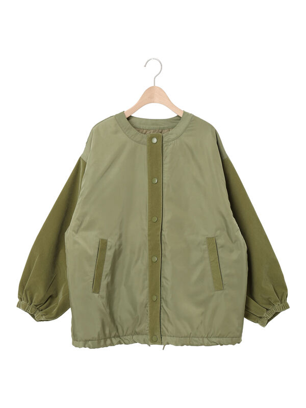 カケモノ夏　ベージュ黒 セール】 ベロアドッキングブルゾン（ブラック/ベージュ/カーキ/キナリ