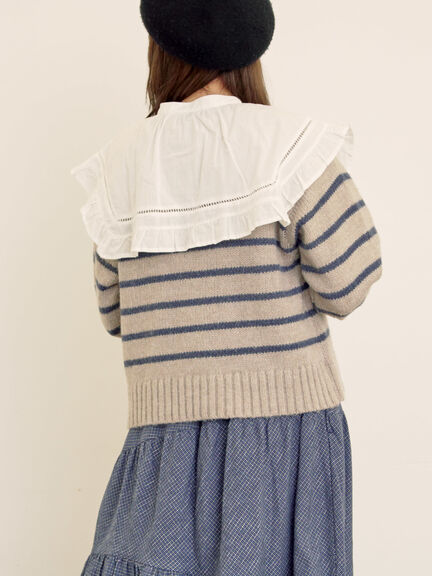 ロゴ刺繍パネルボーダーニット（グレー/イエロー/キナリ）｜Samansa Mos2（サマンサ モスモス）通販