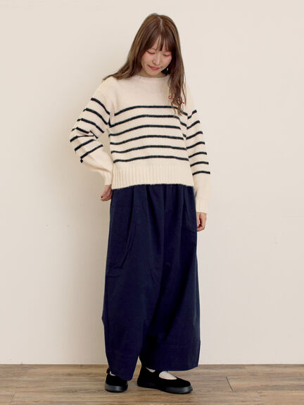 ロゴ刺繍パネルボーダーニット（グレー/イエロー/キナリ）｜Samansa Mos2（サマンサ モスモス）通販