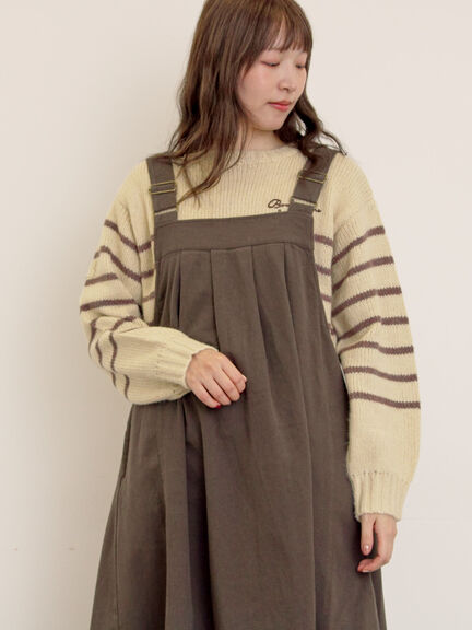 ロゴ刺繍パネルボーダーニット（グレー/イエロー/キナリ）｜Samansa Mos2（サマンサ モスモス）通販