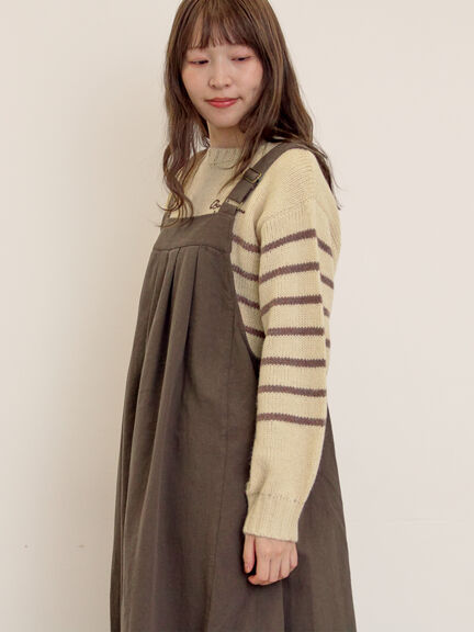 ロゴ刺繍パネルボーダーニット（グレー/イエロー/キナリ）｜Samansa Mos2（サマンサ モスモス）通販