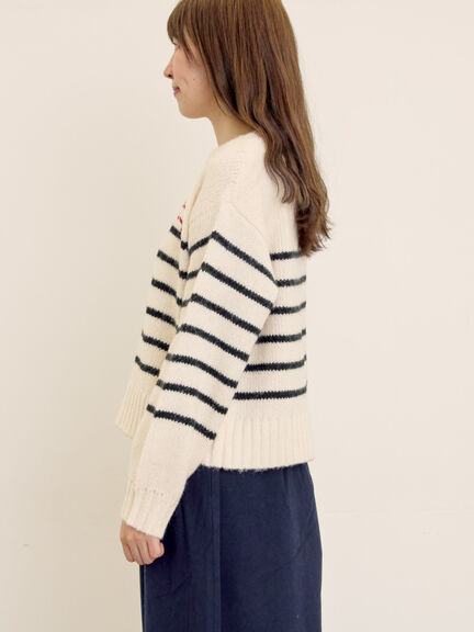 ロゴ刺繍パネルボーダーニット（グレー/イエロー/キナリ）｜Samansa Mos2（サマンサ モスモス）通販