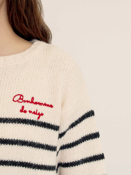 ロゴ刺繍パネルボーダーニット（グレー/イエロー/キナリ）｜Samansa Mos2（サマンサ モスモス）通販