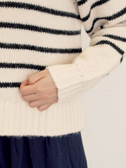 ロゴ刺繍パネルボーダーニット（グレー/イエロー/キナリ）｜Samansa Mos2（サマンサ モスモス）通販