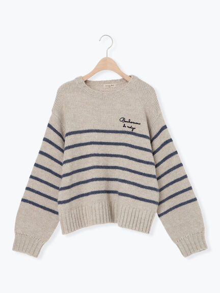 ロゴ刺繍パネルボーダーニット（グレー/イエロー/キナリ）｜Samansa Mos2（サマンサ モスモス）通販