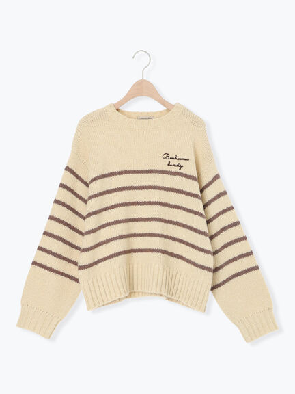 ロゴ刺繍パネルボーダーニット（グレー/イエロー/キナリ）｜Samansa Mos2（サマンサ モスモス）通販