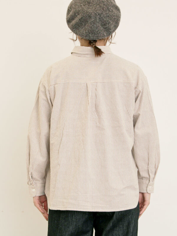 セール】 ワンポイントロゴ刺繍シャツ（オフホワイト/ピンク/ブラウン