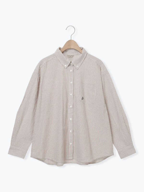 セール】 ワンポイントロゴ刺繍シャツ（オフホワイト/ピンク/ブラウン