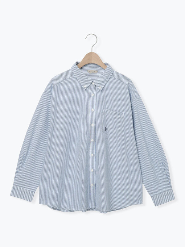 セール】 ワンポイントロゴ刺繍シャツ（オフホワイト/ピンク/ブラウン