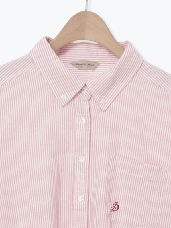 セール】 ワンポイントロゴ刺繍シャツ（オフホワイト/ピンク/ブラウン