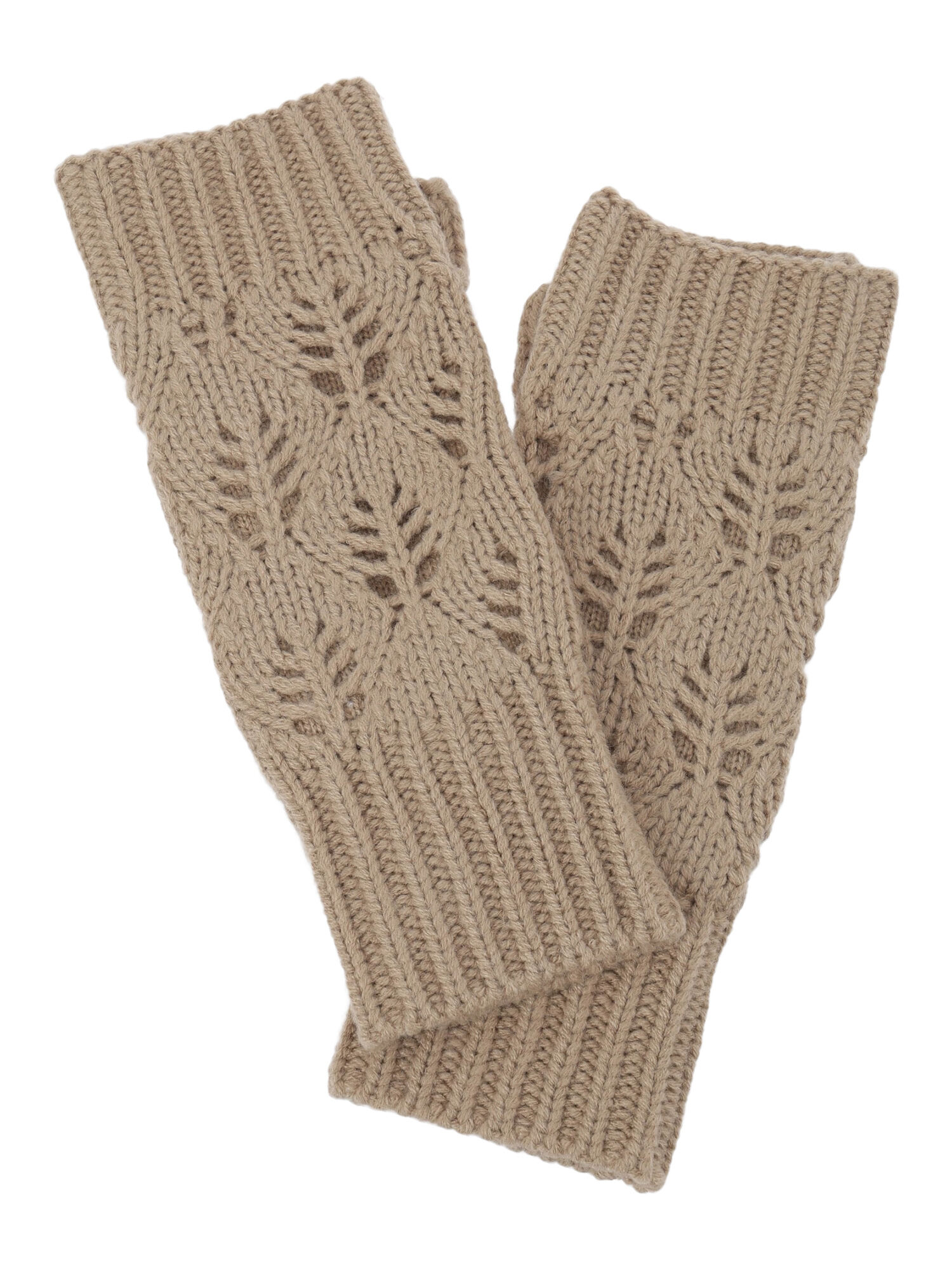 セール】 葉っぱ柄透かし編みアームウォーマー（モカ/キナリ