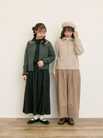 【マカベアリス×Samansa Mos2】刺繍カーディガン（チャコールグレー/ベージュ/モカ）｜Samansa Mos2（サマンサ モスモス）通販