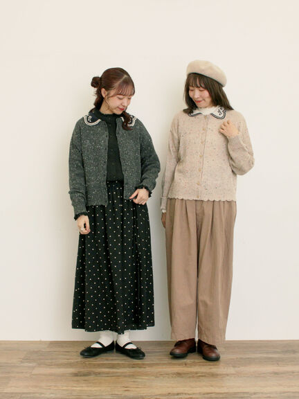 【マカベアリス×Samansa Mos2】刺繍カーディガン（チャコールグレー/ベージュ/モカ）｜Samansa Mos2（サマンサ モスモス）通販