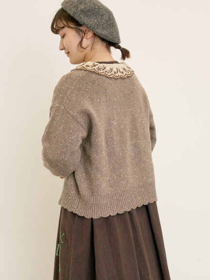 【マカベアリス×Samansa Mos2】刺繍カーディガン（チャコールグレー/ベージュ/モカ）｜Samansa Mos2（サマンサ モスモス）通販