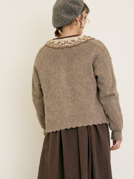 【マカベアリス×Samansa Mos2】刺繍カーディガン（チャコールグレー/ベージュ/モカ）｜Samansa Mos2（サマンサ モスモス）通販
