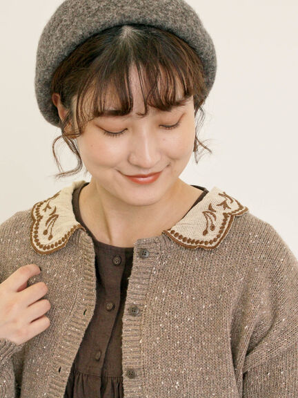 【マカベアリス×Samansa Mos2】刺繍カーディガン（チャコールグレー/ベージュ/モカ）｜Samansa Mos2（サマンサ モスモス）通販