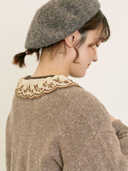 【マカベアリス×Samansa Mos2】刺繍カーディガン（チャコールグレー/ベージュ/モカ）｜Samansa Mos2（サマンサ モスモス）通販