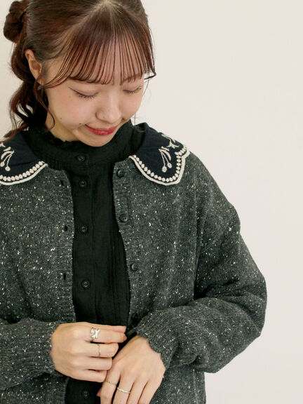 【マカベアリス×Samansa Mos2】刺繍カーディガン（チャコールグレー/ベージュ/モカ）｜Samansa Mos2（サマンサ モスモス）通販