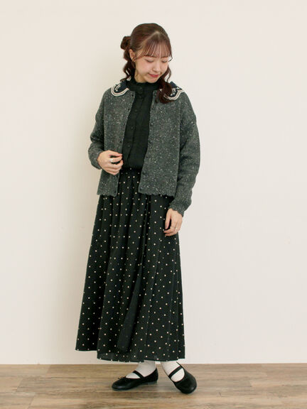 【マカベアリス×Samansa Mos2】刺繍カーディガン（チャコールグレー/ベージュ/モカ）｜Samansa Mos2（サマンサ モスモス）通販