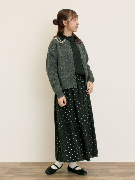 【マカベアリス×Samansa Mos2】刺繍カーディガン（チャコールグレー/ベージュ/モカ）｜Samansa Mos2（サマンサ モスモス）通販