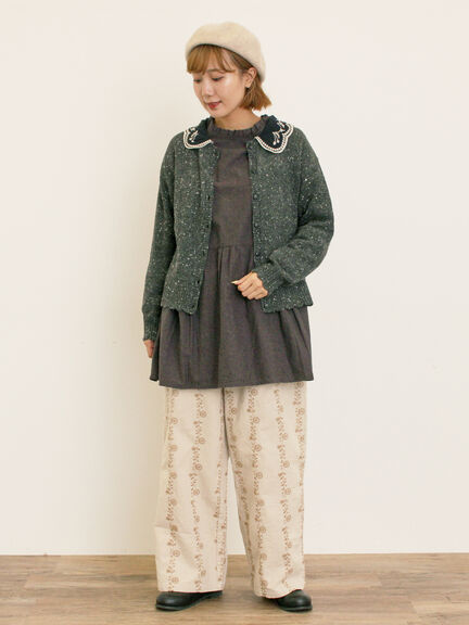 【マカベアリス×Samansa Mos2】刺繍カーディガン（チャコールグレー/ベージュ/モカ）｜Samansa Mos2（サマンサ モスモス）通販