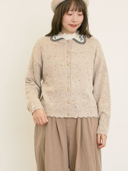 【マカベアリス×Samansa Mos2】刺繍カーディガン（チャコールグレー/ベージュ/モカ）｜Samansa Mos2（サマンサ モスモス）通販