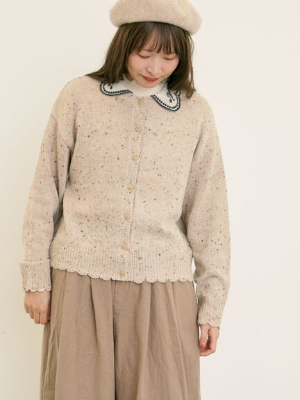 【マカベアリス×Samansa Mos2】刺繍カーディガン（チャコールグレー/ベージュ/モカ）｜Samansa Mos2（サマンサ モスモス）通販