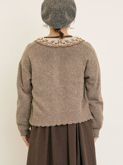 【マカベアリス×Samansa Mos2】刺繍カーディガン（チャコールグレー/ベージュ/モカ）｜Samansa Mos2（サマンサ モスモス）通販