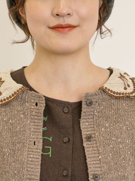 【マカベアリス×Samansa Mos2】刺繍カーディガン（チャコールグレー/ベージュ/モカ）｜Samansa Mos2（サマンサ モスモス）通販