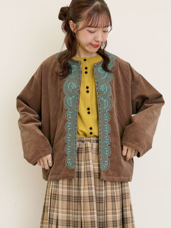 【マカベアリス×Samansa Mos2】刺繍ジャケット（ブラウン）｜Samansa Mos2（サマンサ モスモス）通販