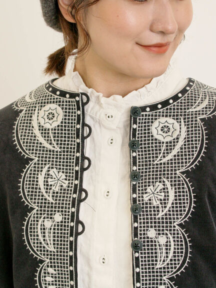 【マカベアリス×Samansa Mos2】刺繍ジャケット（ブラック/ブラウン/キナリ）｜Samansa Mos2（サマンサ モスモス）通販